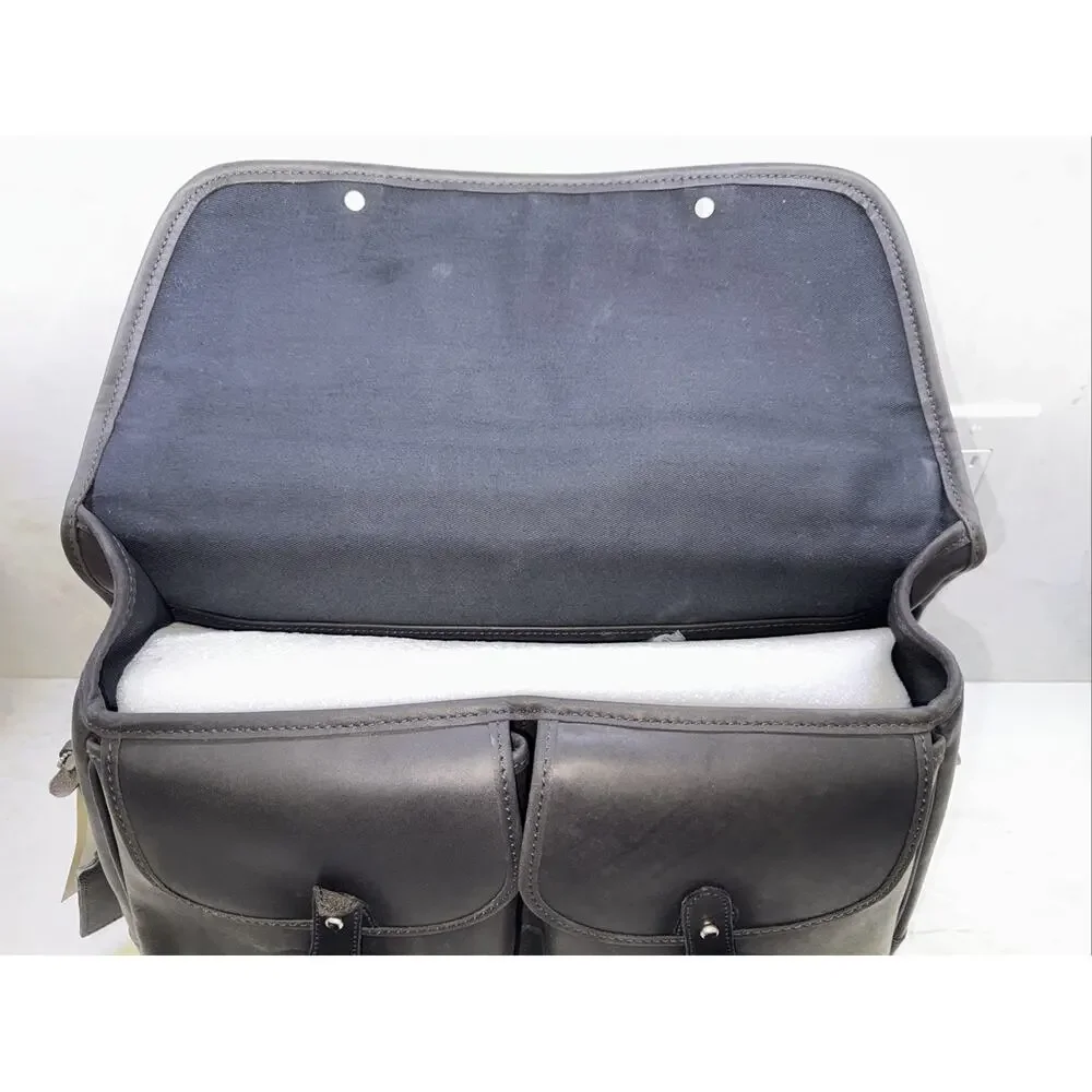 Tusting Clipper Leather Messenger Briefcase Black Bag Handmade In England